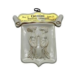 Vintage Gemini Wall Plaque Plastic Zodiac Sign Decorative